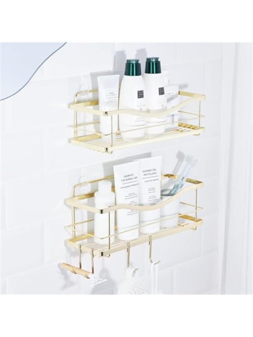 Stainless Steel Shower Caddy Adhesive Wall Shelf Organizer Rustproof Storage